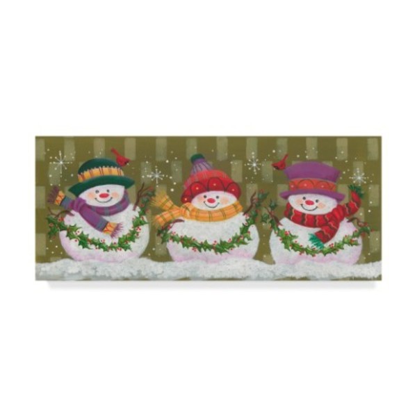 Trademark Fine Art Beverly Johnston 'Checkered Snowmen' Canvas Art, 14x32 ALI40078-C1432GG